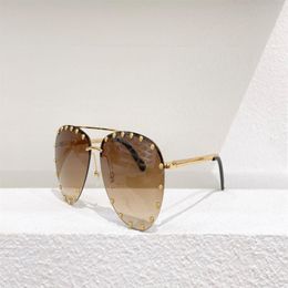 The Party Pilot Sunglasses for Women Studes Gold Brown Shaded Summer Sun Glasses Fashion Rimless sunglasses eye wear wth box2308
