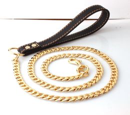 12mm 125cm Gold Tone 316L Stainless Steel Dog Slip Leash Cuban Chain Dog Training Choke Collar Strong Traction Practical Chain Nec3029110