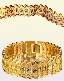 Personality Charm Bracelets 18K Gold Wheat Wrist Link Chain Bangles sumptuous Punk Jewellery For Men Women Cuban Bracelet Accessorie7557332