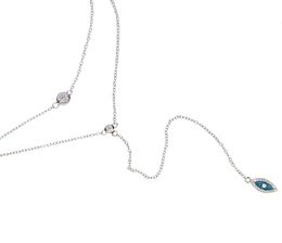 2017 factory fine 925 sterling silver rose gold rhodium Bling sparking cz evil eye lariat choker double layer delicate sexy women 7835399