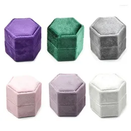 Jewelry Pouches Chunky Hexagon Engagement Ring Storage Box With Detachable Lid