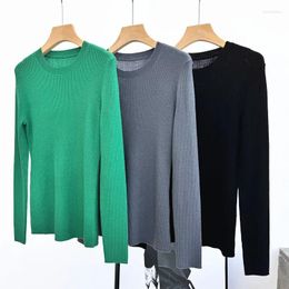 Women's Sweaters To/T23 Autumn And Winter Sweater Round Neck Pullover Long-Sleeved Solid Colour Slim Stretch Wool Knitted Bottoming Shirt