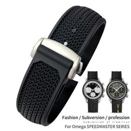 Watch Bands 20mm 21mm 22mm 18mm 19mm High Quality Rubber Silicone Watchband Fit for Omega Speedmaster Watch Strap Steel Deployment331o