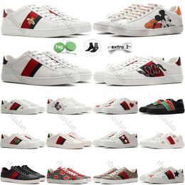 Ace Designer Casual shoes Bee Luxury Band Embroidered Snake Womens Mens Sneakers Ivory Metallic Silver Floral Stripe Black G3GF#