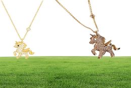 Fashion Unicorn House Animal Necklace For Woman 2022 New Shiny Diamond Korean Jewellery Party Girl039s Sexy Clavicle Chain21277012104750