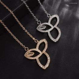 Pendant Necklaces Premium Necklace Delicate Shiny Cubic Zirconia Women's Irregular Clover Banquet Wedding Party Jewelry Gifts