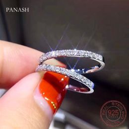 Original Silver 925 Ring 2mm Micro Zircon Finger Stacking Rings Engagement Wedding Band Dainty Gift for Women JZ002280B