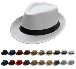 summer Fedora Hat for Men Fashionable Elegant Vintage Black Women White Red Brim 1920s Panama Top Jazz Beach Unisex Classic Cap3866310