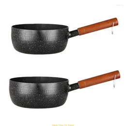 Pans Nonstick Sauce Pan Milk Soup Pots Aluminum Alloy Material Ergonomic Wood Handle 2 Sizes Choose