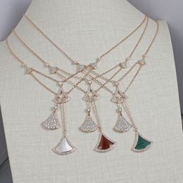 New 925 sterling silver mother-of-pearl agate skirt five-piece pendant ladies necklace fashion brand top party luxury Jewellery
