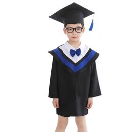 2024 High quality wholesale children kindergarten graduation hat graduation gown black and blue