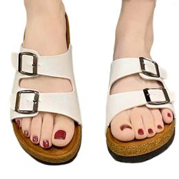 Slippers Black/White Casual With Double Buckle Wear-Resistance Non-Slip Shoes For Beach Party