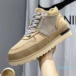 Mens Lace up casual shoes Highland Hiking Sneakers tasman sheepskin Suede ankle Neumel Chestnut Booties