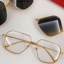 High end Male brand designer Santos branded sunglasses for men women with gold frame rectangular transparent folding lenses fashionable travel sunglasses CT0353