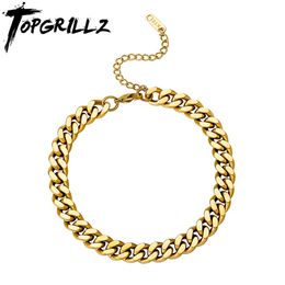 Anklets TOPGRILLZ 6mm/8mm Stainless Steel Cuban Chain Hip Hop Fashion Ankle Bracelet For Women Accessories Gift 231211