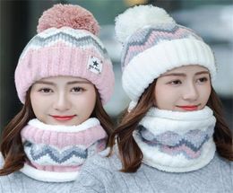Berets Cold Protection Neck Warmer Riding Sets Winter Warm Beanies Hats Snow Ski Cap Hat Scarf Set Thick Plush4022797