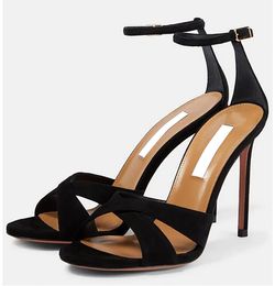 Elegant and Elegant High Heel Leather Sandals Sexy Round Toe Open Toe Shallow Mouth Back Heel Gladiator Designer Dress 35-42 With Box High Heels