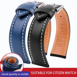 Watch Bands 21mm Leather Strap Is Suitable For Optical Kinetic Energy Series Three Eye Timing AT2140-55 Business Men's Accesso