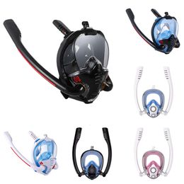 New Diving Accessories Dual Snorkelling Mask 180 Degree Panoramic Full Face Dry Snorkelling Mask Anti-fog and Leakage Mask HD Lenses