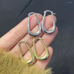 Hoop Earrings 925 Sterling Silver Vintage Gold For Women Trendy Earring Oval Jewelry Prevent Allergy Party Accessories Gift