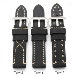 Watch Bands Italy Genuine Leather Watchband Bracelet 24 22 20mm Thick Band Strap Belt Metal Steel Buckle Clasp Accessories