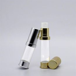 Storage Bottles & Jars 5 10 15ml Gold Siver Small Airless Spray Cream Sample Plastic Pressure Pump Travel Size Personal Care Cosme294V