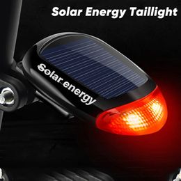 Bike Lights Bicycle 2 LED Taillight Solar Energy Cycling Rear Light Road Mountain Tail Night Safety Red Lamp 231212