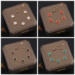 Charm Bracelets Fashion Design Colourful Clover Charm Bracelet 18K Rose Gold Stainless Steel Jewellery for Gift262d