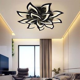 Neue Eisen Acryl LED Blütenblatt Deckenleuchte Wohnzimmer Studie Schlafzimmer Küche Haushalt Deckenleuchten Moderne LED-Beleuchtung Schwarz MYY268n