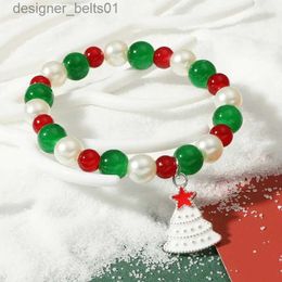 Charm Bracelets Design Sense Christmas Colour Beaded Bracelet for Women Men Exquisite Handmade Elk Santa Claus Bracelet New Year Jewellery GiftsL231214