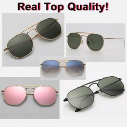 New 2019 Hexagonal Sunglasses uv400 glass lense 3648 metal square sun glasses for men women brand design glasses with all original3132