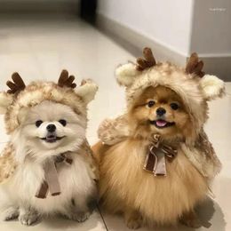 Dog Apparel 1PCS Christmas Pet Elk Cape Soft And Comfortable Winter Warm Cat With Hat Holiday Dress Up Clothes