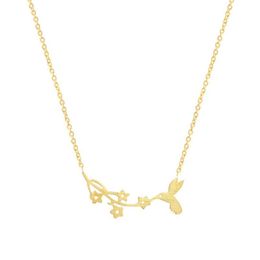 Gold Colour Hummingbird Necklace For Women Jewellery Stainless Steel Chain Choker Bird Pendant Bridesmaid Collares Necklaces2574