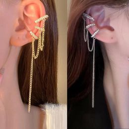 Backs Earrings Long Tassel Rhinestone Ear Cuffs Non Perforated Elf Clip Fake Cartilage For Women Selling Jewelry