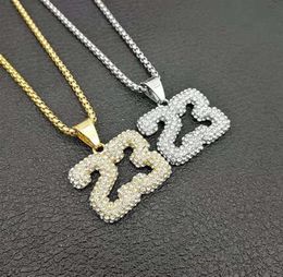 Pendant Necklaces Iced Out Stainless Steel Basketball Legend Number 23 Necklace For Men Hip Hop Bling Sports Jewelry Male Gift252x4706452