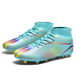 2024 New High Top Football Shoes Long Nail AG Soccer Boots Youth Women Men Professional Training Shoes Blue Black White Purple