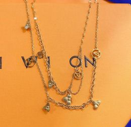 Fashion Double Layer Necklace Famous Designer Necklaces Luxury Design Long Chain 18k Gold Plated Four Leaf Grass Love Necklace Wom5175172