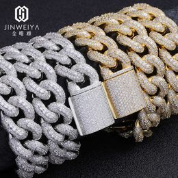 Wholesale Hip Hop Jewelry 14k Gold Chain Diamond Zircon White Iced Out Cuban Link Men Necklace