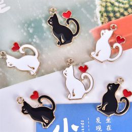 20pcs Classics Lucky Cat Enamel Charms Craft Metal Animal Kitty Charms For Keychains Earring DIY Jewellery Making Handmade Craft206B