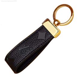 Lanyards High Quality Leather Keychain Classic key Chain Letter Card Holder Exquisite Portachiavi Luxury Designer Keyring Cute For Women Men accessories