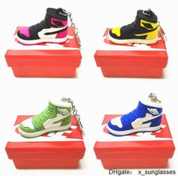 14 Colours Wholesale Designer Mini Silicone Sneaker Keychain With Box For Men Women Kids Key Ring Gift Shoes Keychains Handbag Chain Basketball Shoe Holder 9LL8