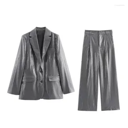 Women's Two Piece Pants Sequins Sets For Women 2 Pieces Female Blazer Two-piece Set Party Chic Elegant Suit Matching Clothing