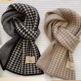 Scarves Scarf Women's Winter Cashmere Double-sided Versatile Student Couple Knitted Warm Vintage