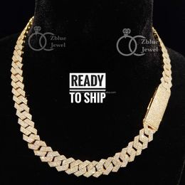 13mm Hip Hop Iced Out Cuban Chain Necklace Vvs Clarity Moissanite Diamond Wholesale Low Price Fine Jewelry for Him Her