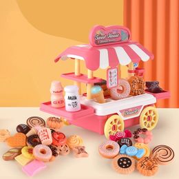 Kitchens Play Food Kids Simulation Kitchen Car Toy Pretend Cooking Pot Hamburger Dog Cookies Interactive House Toys For Girl 231211