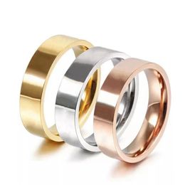 Designer titanium steel ring 6mm gold rose silver men's and women's couples rings present gathering Engagement high219v