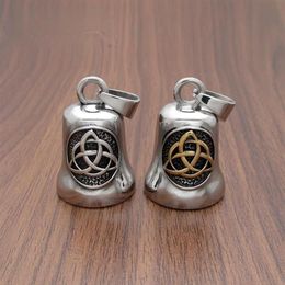 Pendant Necklaces Viking Compass Stainless Steel Accessories Celtic Knot Retro Odin Triangle Valknu Titanium Bell Hip Hop Jewelry2397