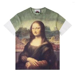 Men's T Shirts Casual Summer Short-sleeved Tshirt Monalisa Print T-shirt O-neck Loose Tee Tops Streetwear Skateboard HipHop Top EU Size