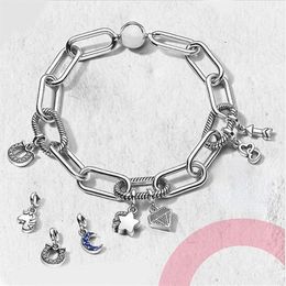 100% 925 Sterling Silver Bracelets For Women Fit Me link Female DIY Jewelry Star moon diamond love horse bracelet simple girlfriend gift9159744
