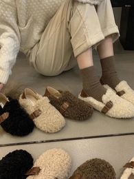 Dress Shoes Women's Plush For External Wear 2023 Winter Insulation Low Heel Cotton